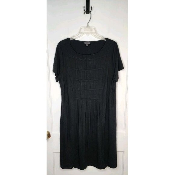 Size Large J Jill Wearever Collection Black Pleated Dress Rayon Stretch - Picture 1 of 5